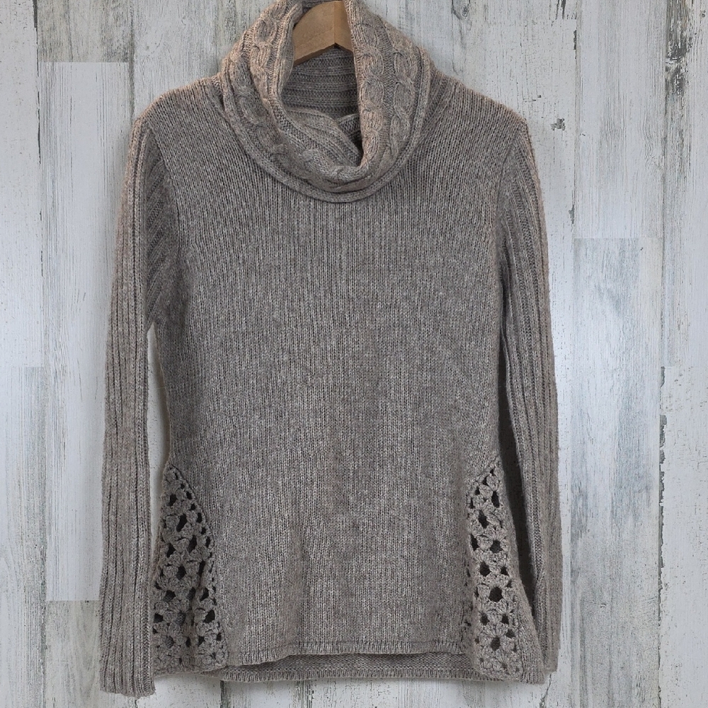 dressbarn Taupe Tan Cowl Neck Sweater Multi Style Knit Size Large